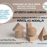 Afiša par atvērto durvju dienu Mākslas nodaļā 20. un 21.maijā.