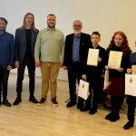 Dārta Garā, Gustavs Ūdris, Mefodijs Kurdiševs kopā ar pedagogiem Biržos.